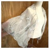 Sylvia Beitsch Beige Embellished Sheer Shawl Wrap Fits All Sylvia Beitsch Beige Embellished Sheer Shawl Wrap Fits All