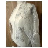 Sylvia Beitsch Beige Embellished Sheer Shawl Wrap Fits All Sylvia Beitsch Beige Embellished Sheer Shawl Wrap Fits All