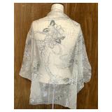 Sylvia Beitsch Beige Embellished Sheer Shawl Wrap Fits All Sylvia Beitsch Beige Embellished Sheer Shawl Wrap Fits All