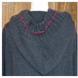 Newari Hand Knit Nepal Cardigan L/XL Embroidered Gray Hooded Sweater Newari Hand Knit Nepal Cardigan L/XL Embroidered Gray Hooded Sweater