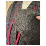 Newari Hand Knit Nepal Cardigan L/XL Embroidered Gray Hooded Sweater Newari Hand Knit Nepal Cardigan L/XL Embroidered Gray Hooded Sweater