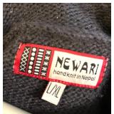 Newari Hand Knit Nepal Cardigan L/XL Embroidered Gray Hooded Sweater Newari Hand Knit Nepal Cardigan L/XL Embroidered Gray Hooded Sweater