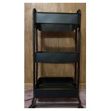 Three-Tier Black Metal Rolling Utility Cart Three-Tier Black Metal Rolling Utility Cart