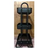Three-Tier Black Metal Rolling Utility Cart Three-Tier Black Metal Rolling Utility Cart
