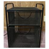 Wood Desktop Organizer and Black Mesh 2-Drawer Storage Unit Wood Desktop Organizer and Black Mesh 2-Drawer Storage Unit