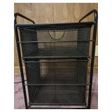 Wood Desktop Organizer and Black Mesh 2-Drawer Storage Unit Wood Desktop Organizer and Black Mesh 2-Drawer Storage Unit