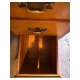 Traditional Wood Office Desk with Seven Drawers and Brass Handles Traditional Wood Office Desk with Seven Drawers and Brass Handles