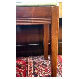 Wooden Piano or Vanity Bench with Green Upholstered Seat Wooden Piano or Vanity Bench with Green Upholstered Seat