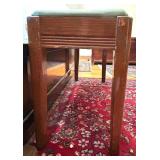 Wooden Piano or Vanity Bench with Green Upholstered Seat Wooden Piano or Vanity Bench with Green Upholstered Seat