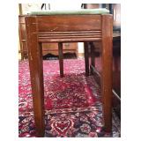 Wooden Piano or Vanity Bench with Green Upholstered Seat Wooden Piano or Vanity Bench with Green Upholstered Seat
