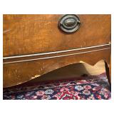 Vintage Wood Bow Front 4-Drawer Dresser with Brass Pulls Vintage Wood Bow Front 4-Drawer Dresser with Brass Pulls