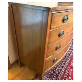 Vintage Wood Bow Front 4-Drawer Dresser with Brass Pulls Vintage Wood Bow Front 4-Drawer Dresser with Brass Pulls