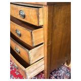 Vintage Wood Bow Front 4-Drawer Dresser with Brass Pulls Vintage Wood Bow Front 4-Drawer Dresser with Brass Pulls