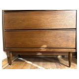 Bassett Mid-Century Highboy Dresser with Carved Mirror Bassett Mid-Century Highboy Dresser with Carved Mirror