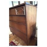 Bassett Mid-Century Highboy Dresser with Carved Mirror Bassett Mid-Century Highboy Dresser with Carved Mirror