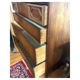 Bassett Mid-Century Highboy Dresser with Carved Mirror Bassett Mid-Century Highboy Dresser with Carved Mirror
