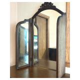 Bassett Mid-Century Highboy Dresser with Carved Mirror Bassett Mid-Century Highboy Dresser with Carved Mirror