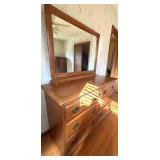 Six-Drawer Dresser With Mirror, Medium Wood Finish Six-Drawer Dresser With Mirror, Medium Wood Finish