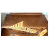 Six-Drawer Dresser With Mirror, Medium Wood Finish Six-Drawer Dresser With Mirror, Medium Wood Finish