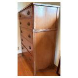 Vintage Tall Wooden Chest of Drawers with Inlay Detail Vintage Tall Wooden Chest of Drawers with Inlay Detail