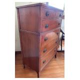 Vintage Tall Wooden Chest of Drawers with Inlay Detail Vintage Tall Wooden Chest of Drawers with Inlay Detail