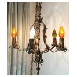 Vintage Mid Century 4-Light Bronze Floral Chandelier, Hanging Pendant Light Vintage Mid Century 4-Light Bronze Floral Chandelier, Hanging Pendant Light