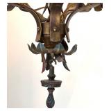 Vintage Mid Century 4-Light Bronze Floral Chandelier, Hanging Pendant Light Vintage Mid Century 4-Light Bronze Floral Chandelier, Hanging Pendant Light