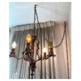 Vintage Mid Century 4-Light Bronze Floral Chandelier, Hanging Pendant Light Vintage Mid Century 4-Light Bronze Floral Chandelier, Hanging Pendant Light