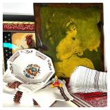 Folk-Inspired Home Decor Lot with Textiles, Plates, and Wall Art Folk-Inspired Home Decor Lot with Textiles, Plates, and Wall Art