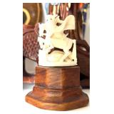 Assorted Collectibles Lot: Folk Art, Figurines, Carvings, and Decor Assorted Collectibles Lot: Folk Art, Figurines, Carvings, and Decor