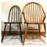 Pair of Windsor Style Wooden Arm and Side Chairs Pair of Windsor Style Wooden Arm and Side Chairs