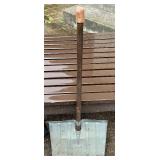 Vintage Craftsman Reel Lawn Mower, Wood Outdoor Lounger, and Metal Snow Shovel Vintage Craftsman Reel Lawn Mower, Wood Outdoor Lounger, and Metal Snow Shovel