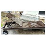 Vintage Craftsman Reel Lawn Mower, Wood Outdoor Lounger, and Metal Snow Shovel Vintage Craftsman Reel Lawn Mower, Wood Outdoor Lounger, and Metal Snow Shovel