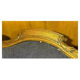 Antique Carved Wood Sofa with Purple Upholstery Antique Carved Wood Sofa with Purple Upholstery