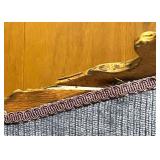 Antique Carved Wood Sofa with Purple Upholstery Antique Carved Wood Sofa with Purple Upholstery