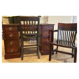 Wood Office Desk and Two Matching Chairs Wood Office Desk and Two Matching Chairs