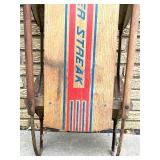 Vintage Silver Streak Wooden Sled with Metal Runners Vintage Silver Streak Wooden Sled with Metal Runners