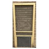 Lot of Vintage Wood Window Screens with Decorative Diamond Grilles Lot of Vintage Wood Window Screens with Decorative Diamond Grilles