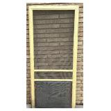 Lot of Vintage Wood Window Screens with Decorative Diamond Grilles Lot of Vintage Wood Window Screens with Decorative Diamond Grilles