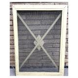 Lot of Vintage Wood Window Screens with Decorative Diamond Grilles Lot of Vintage Wood Window Screens with Decorative Diamond Grilles