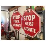 Stop Please Alternate Signs with Metal Stands