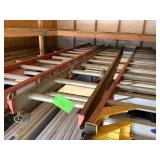 Extension Ladder With Aluminum Rails and Red Side Guards