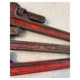Three Heavy-Duty Pipe Wrenches