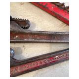 Two Heavy Duty Pipe Wrenches and Chain Wrench