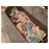 Metal Toolbox Containing Assorted Tools and Plumbing Supplies