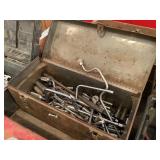Metal Toolbox with Assorted Hand Tools and Drill Bits