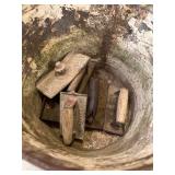 Vintage Concrete Hand Floats and Tools with Metal Bucket