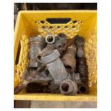 Metal Plumbing Fittings in Yellow Crate