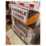 Roadwork and Traffic Signs with Wooden Barricades