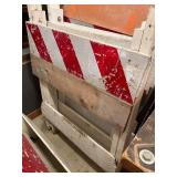 Roadwork and Traffic Signs with Wooden Barricades